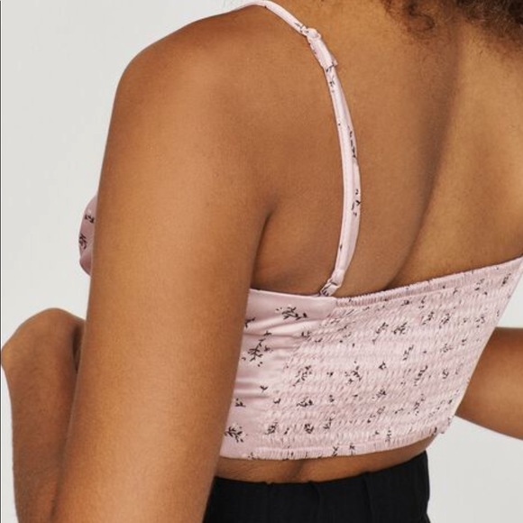 Satin Lace Trim Bustier Crop Top - Picture 3 of 4